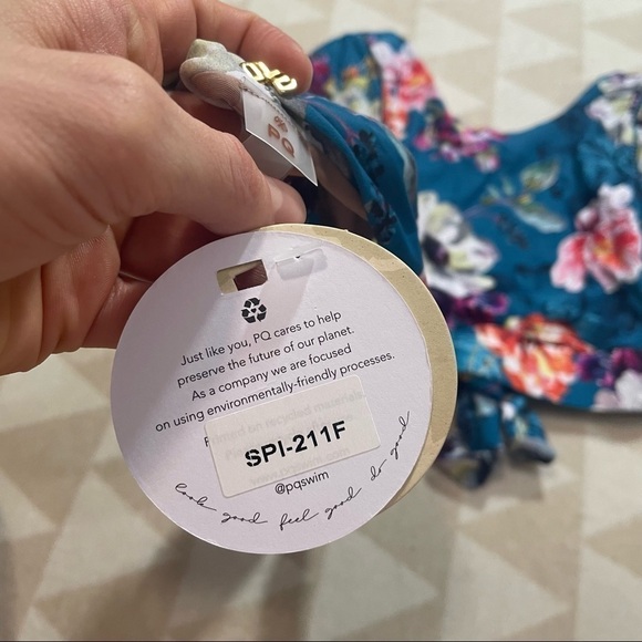 PQ Anthropologie Basic Ruched Teeny Bikini bottoms Spiritual Bloom Floral - Picture 4 of 5